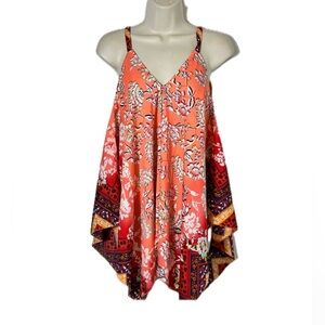Unique Spectrum Floral Sleeveless Handkerchief Hem Top - NWOT Size Small!